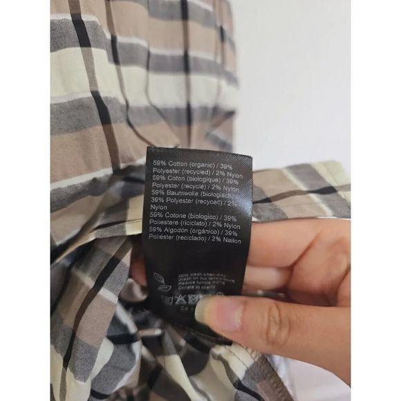 Just Female Anthropologie Midi Soon Plaid Taupe Organic Cotton Dress 36 Small S - Picture 12 of 12